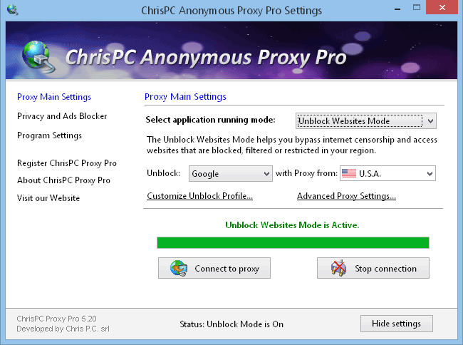ChrisPC Free Anonymous Proxy lets you unblock YouTube videos, Twitter and Facebook